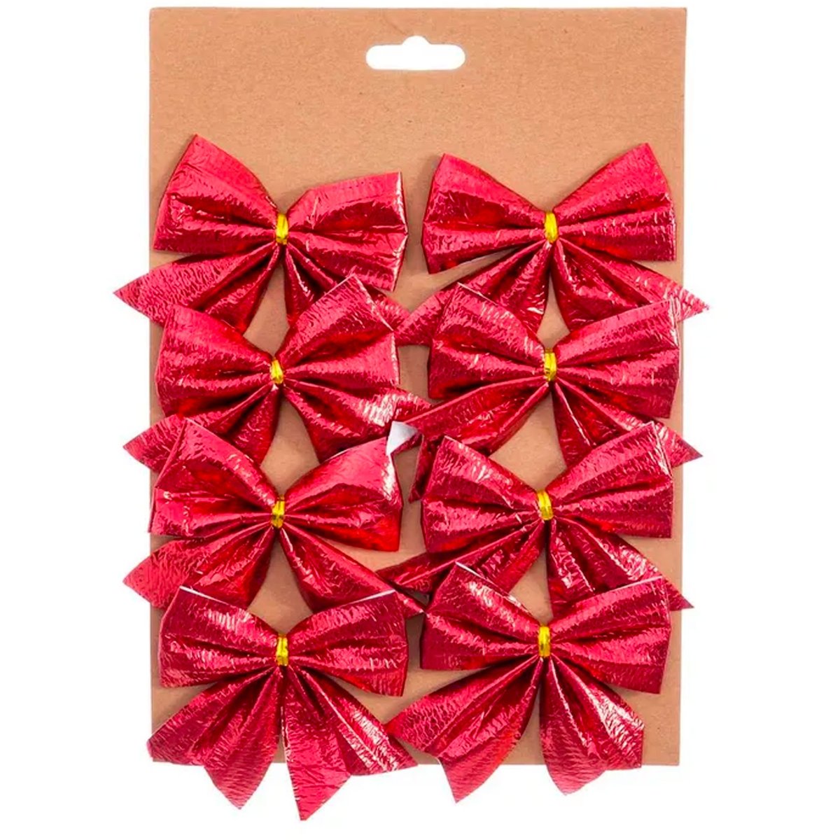 Set de 8 noeuds rouges pour décoration sapin de Noël 7.5cm rouge, WADIGA