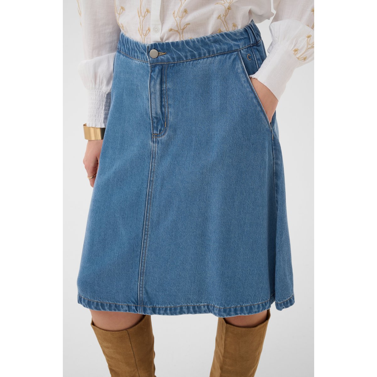 Jupe casual bleu seoul mid blue denim, CREAM