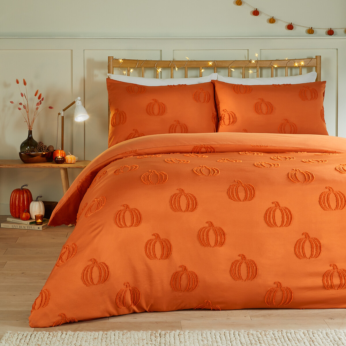 Duvet Day Pumpkin Fields Soft Touch Tufted Duvet Cover and Pillowcase Set multi-coloured, DUVET DAY