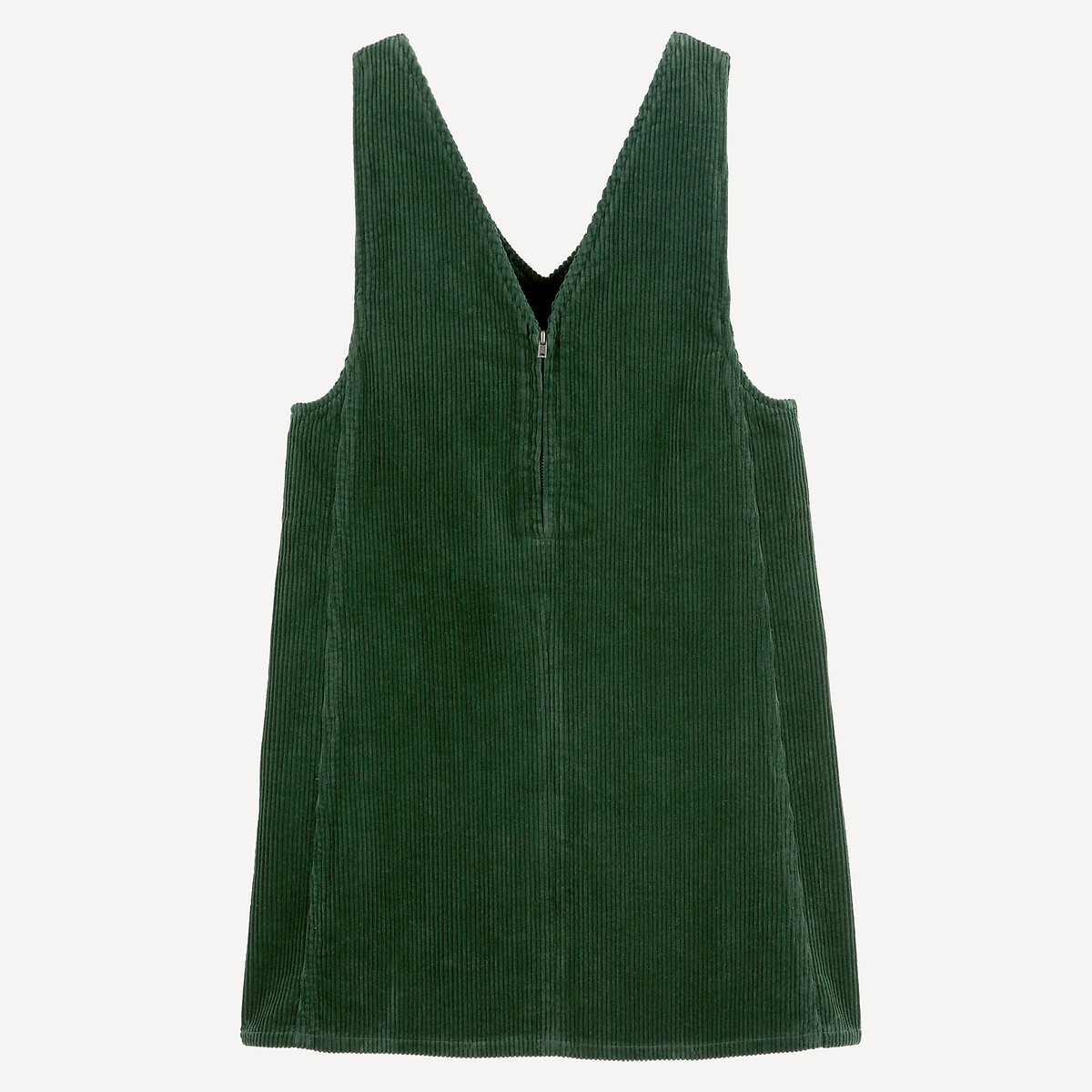 Robe droite, col V, sans manches, en velours côtelé vert, LA REDOUTE COLLECTIONS