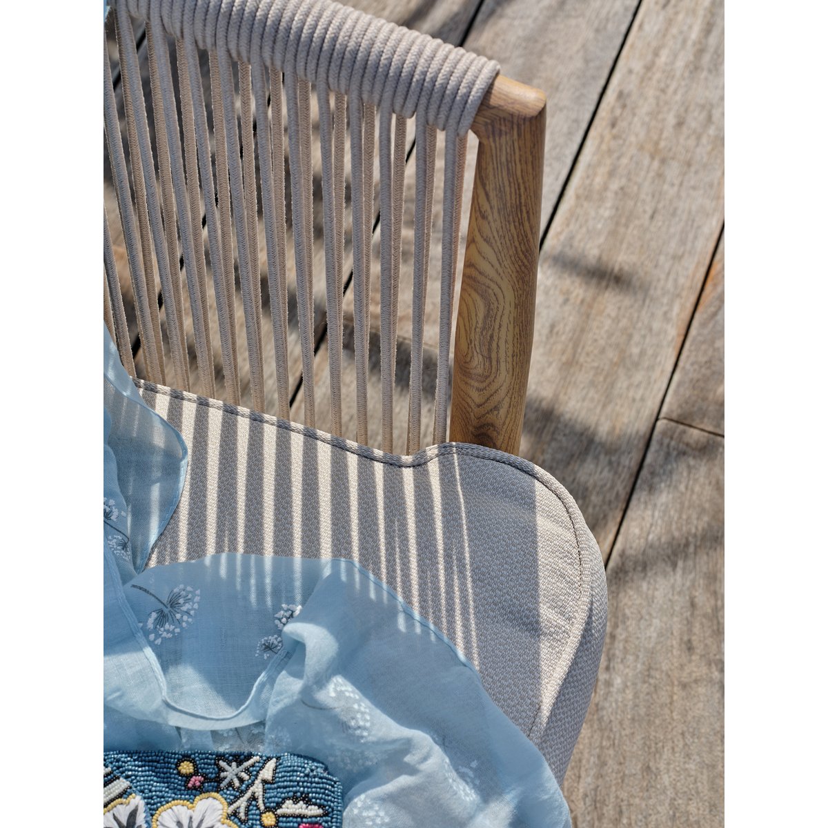Salon de jardin bas 5 pl en aluminium imitation bois et corde tissée IBARRA marron, DCB GARDEN
