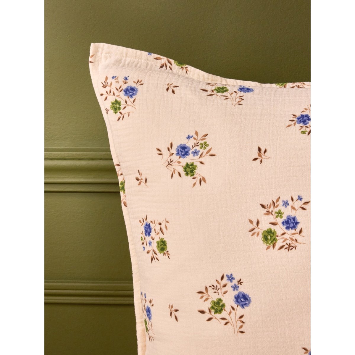 Taie d'oreiller gaze de coton "LOUISON" imprimé rosa blue, CYRILLUS