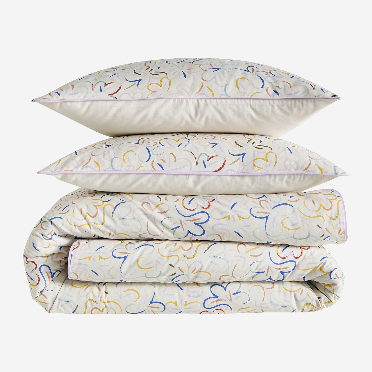 Parure de lit en percale de coton bio ALBANE multicolore, HABITAT
