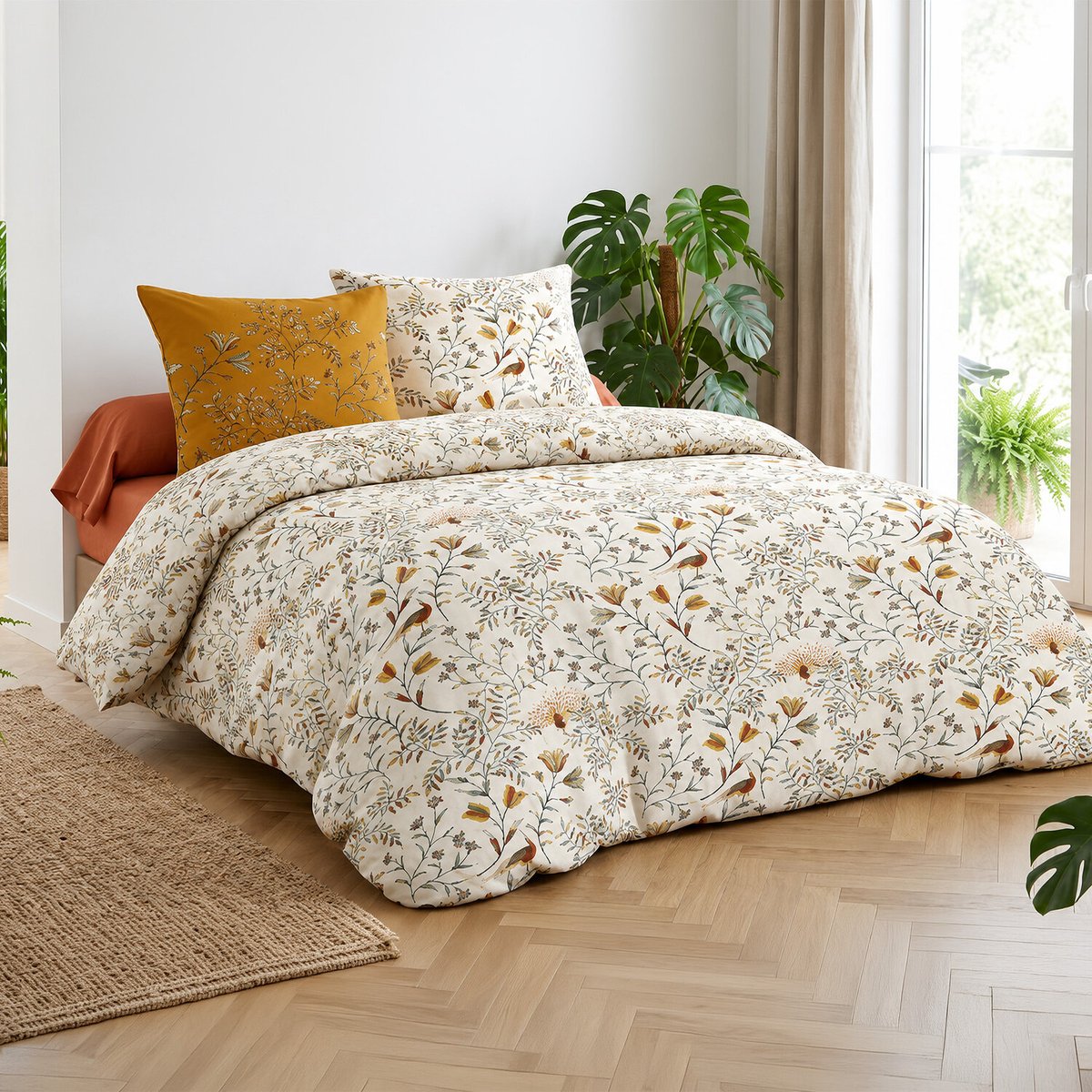 Parure housse de couette en coton imprimée, demil multicolore, ATELIER DU COTON