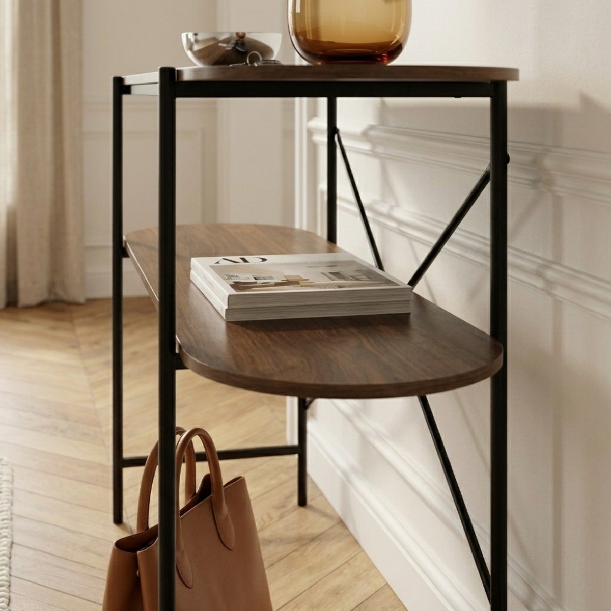 Console en bois et métal L120cm- JANNA bois foncé, DRAWER