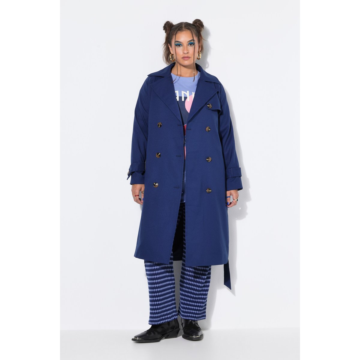 Trench-coat légèrement oversize marine, STUDIO UNTOLD