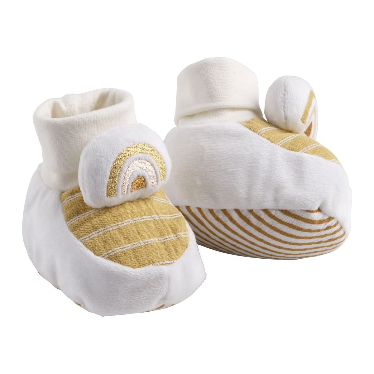 Chaussons bébé en velours blanc, SAUTHON