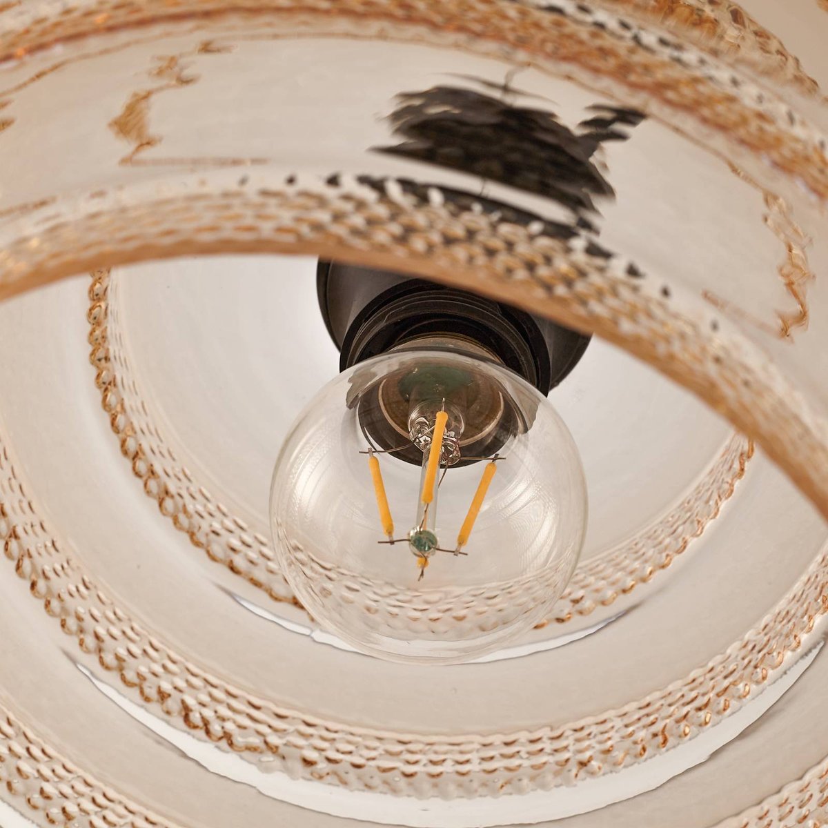 Suspension en verre moderne, Orliana ambre, noir, LINDBY
