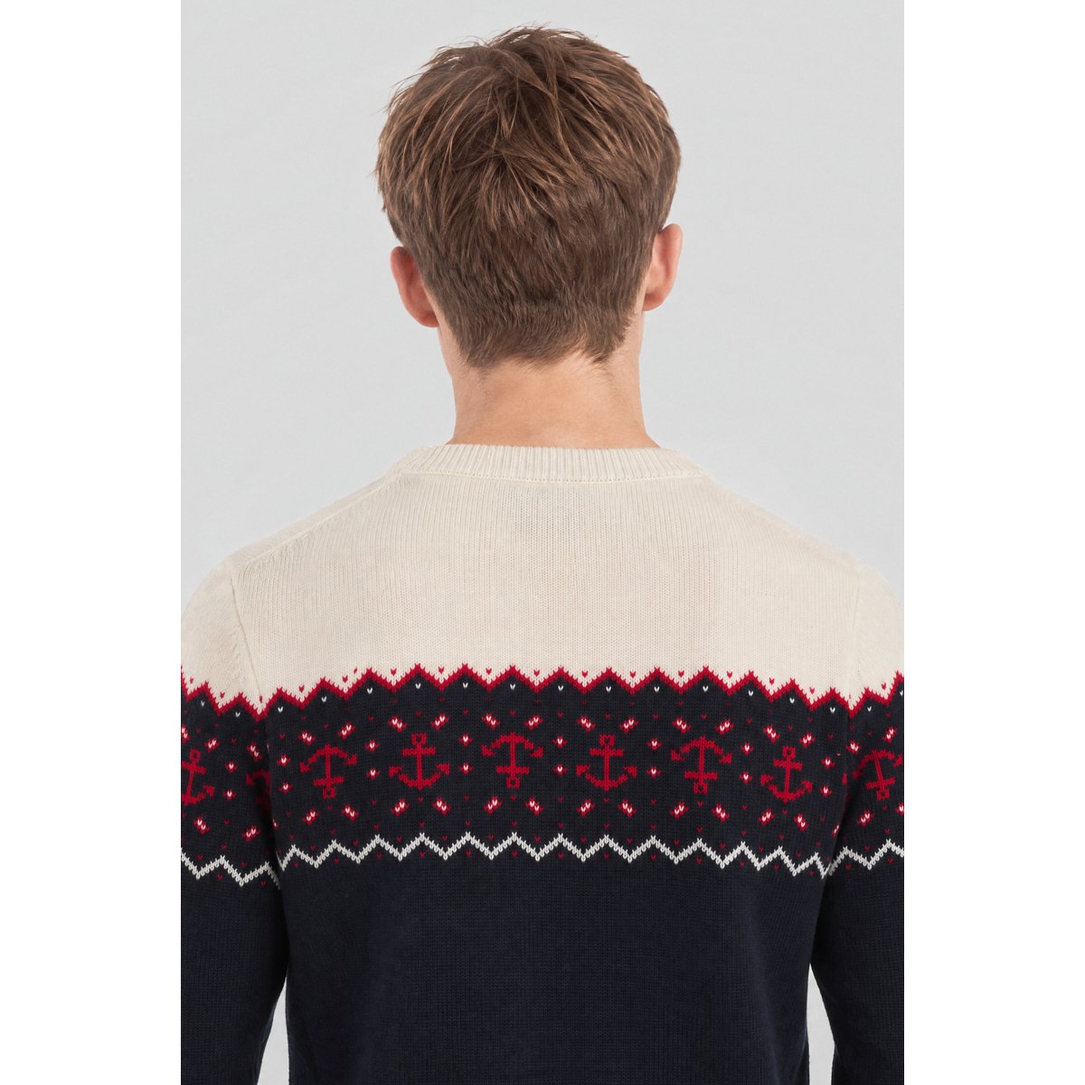 Pull marin de Noël - laine rich navy/braise/nature, ARMOR-LUX