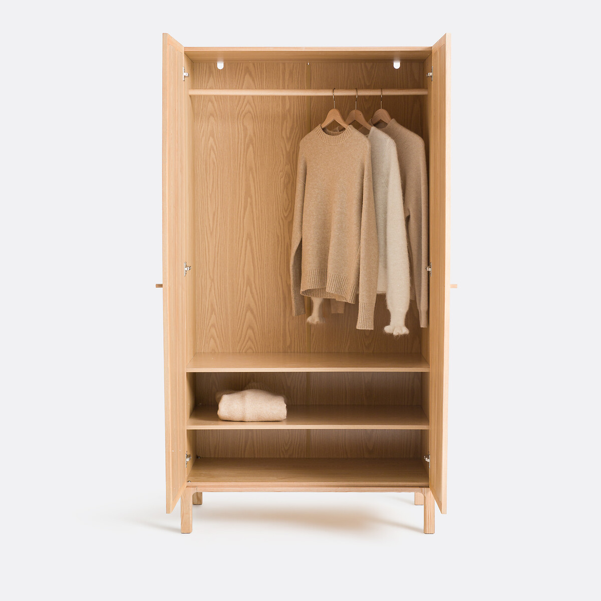 Armoire 2 portes, plaqué frêne et tissu lin, Esmara  teinté chêne /lin, LA REDOUTE INTERIEURS