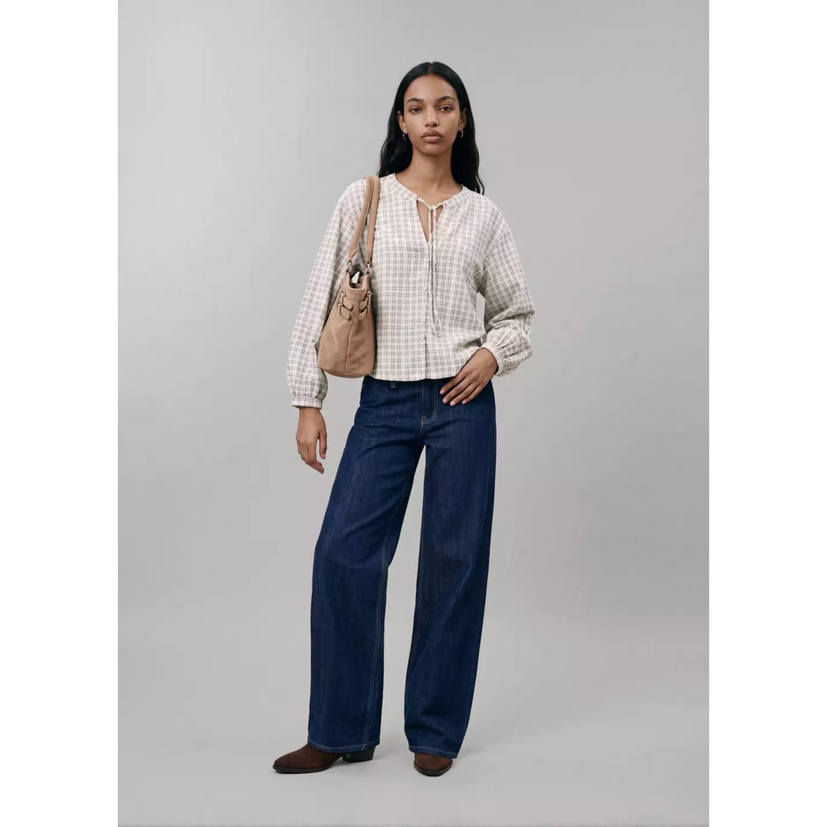 Blouse coton col à volant blanc cassé, MANGO TEEN