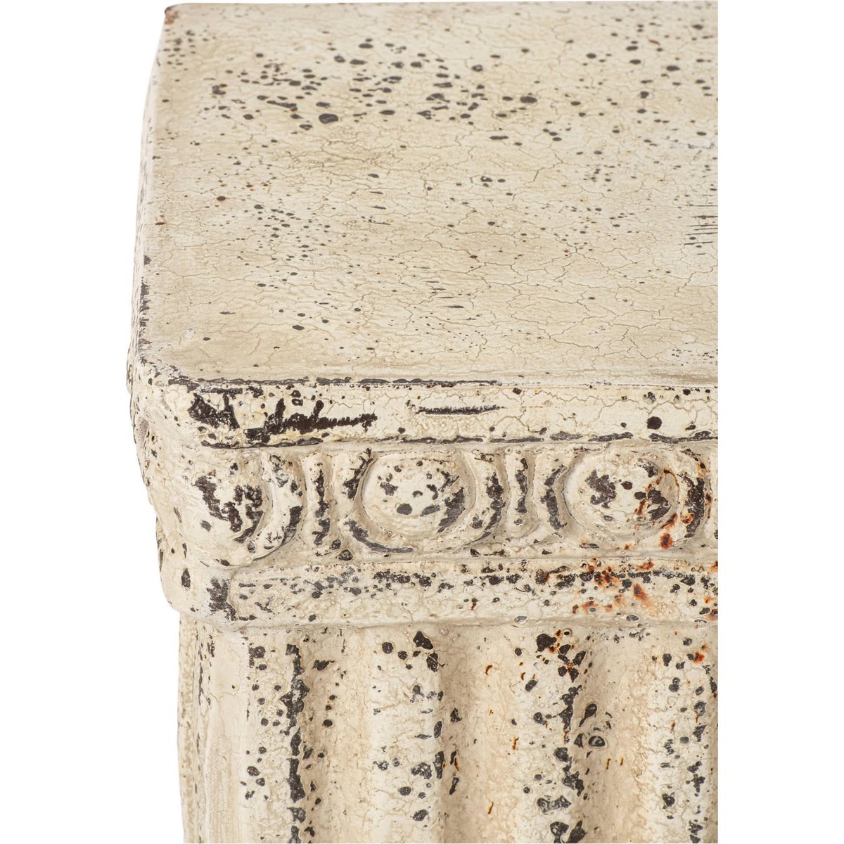 Socle esprit colonne antique en résine blanc cassé patiné, RECOLLECTION