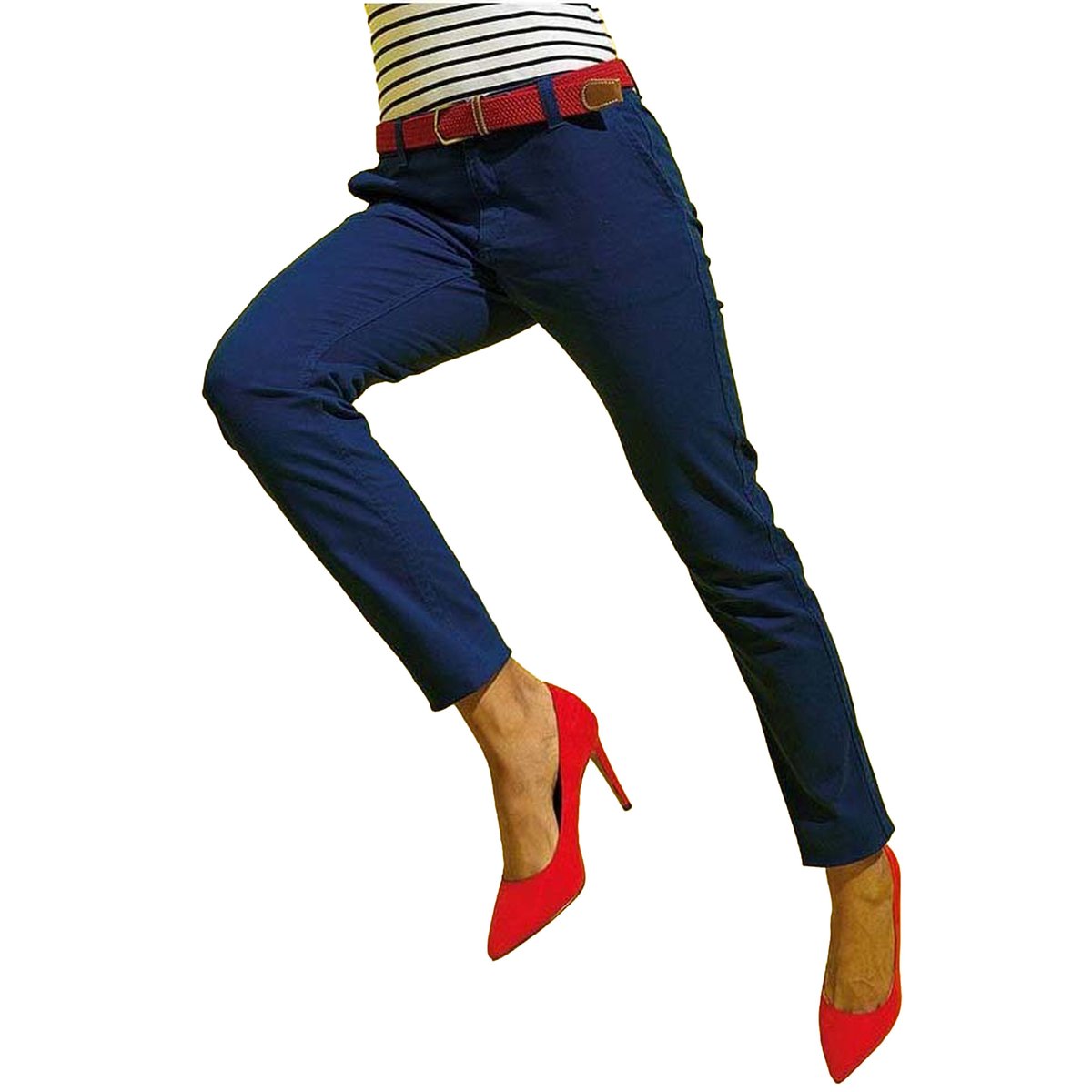 Chino uni style décontracté bleu marine, ASQUITH & FOX