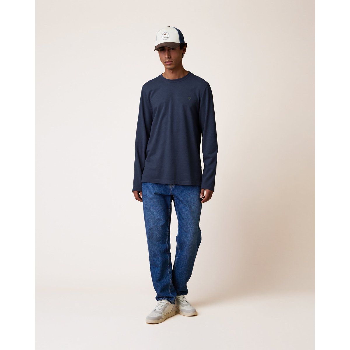 T-shirt en maille bleu marine et bleu, FAGUO