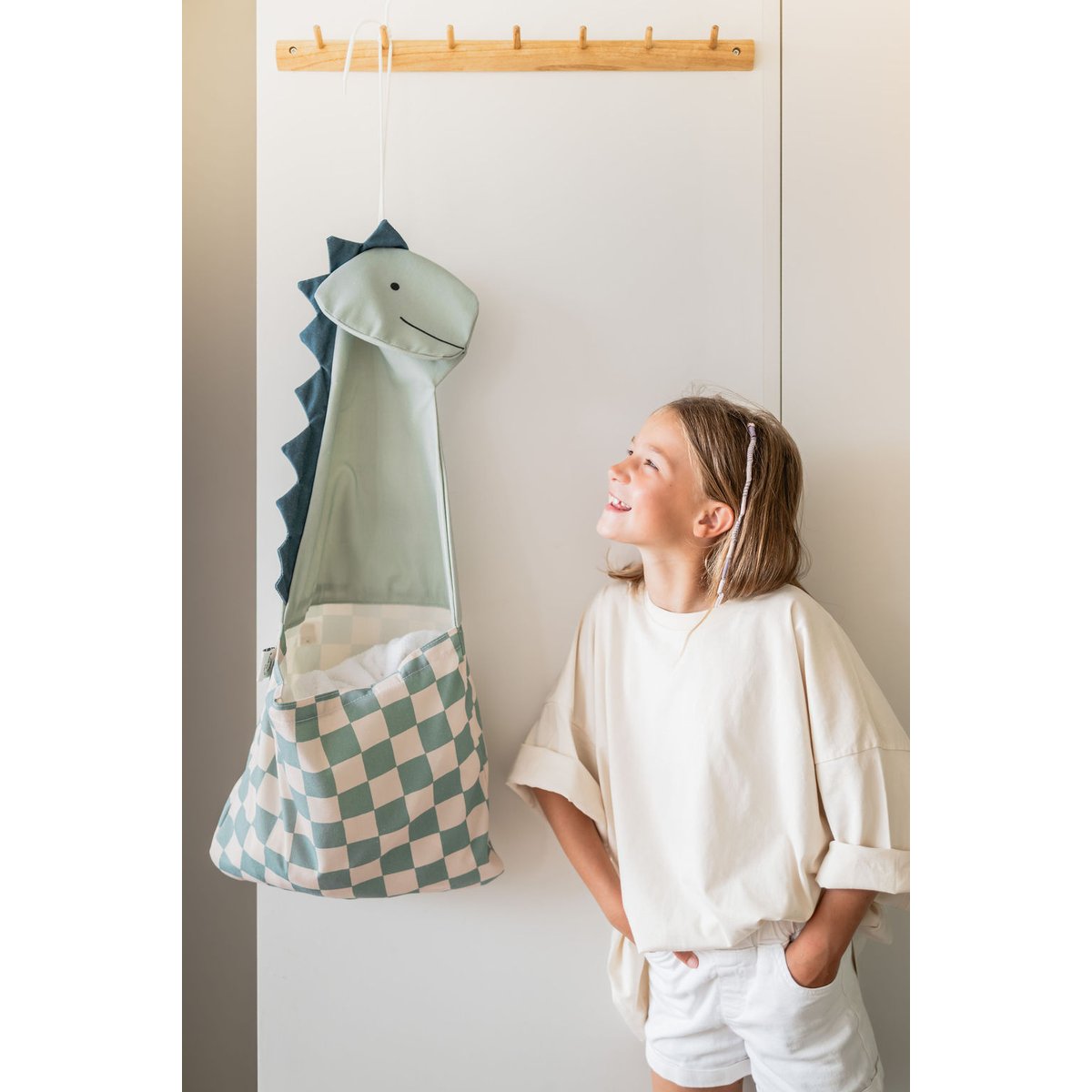 play&go - rangement mural & sac - dino ecru/vert, PLAY ET GO