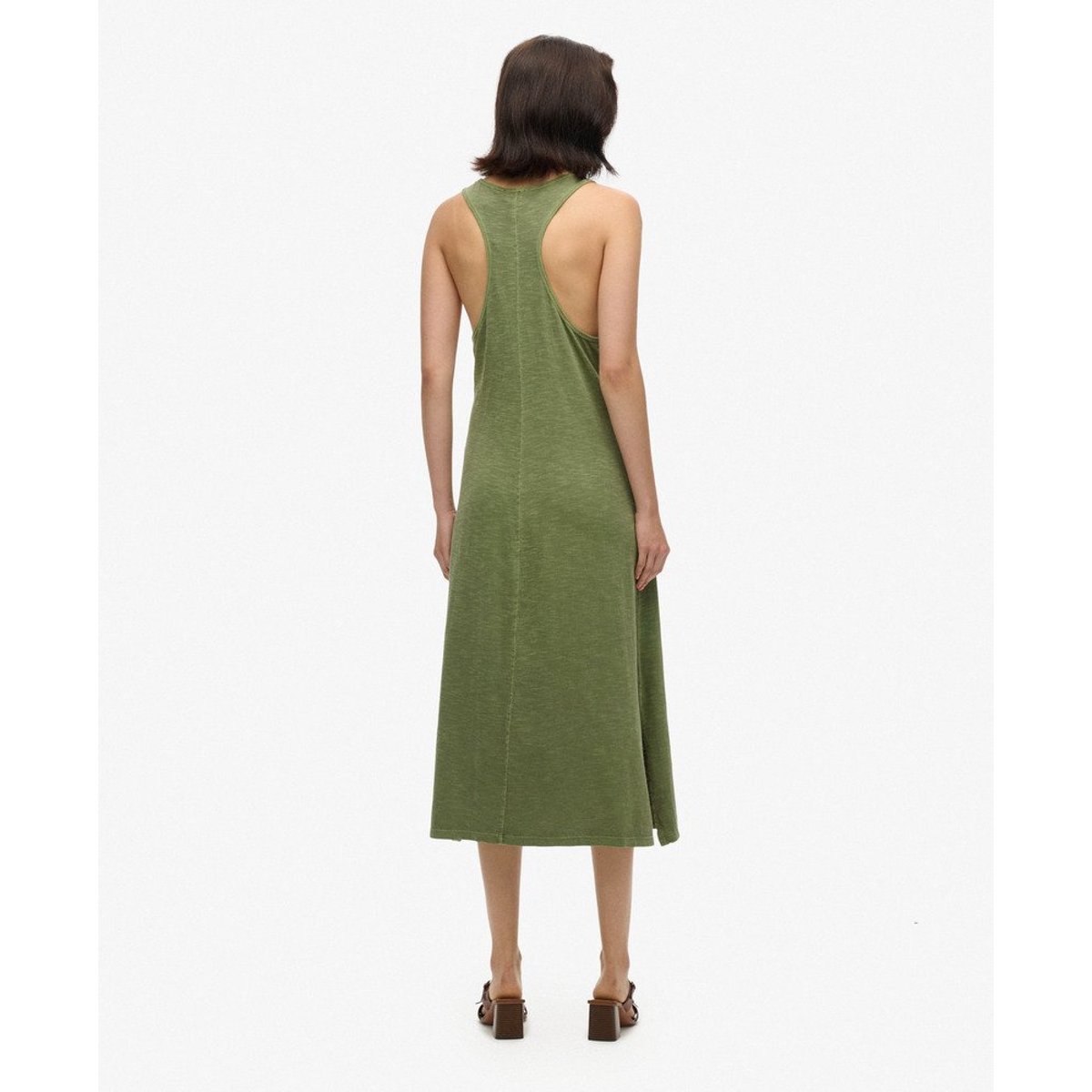 Robe de plage mi-longue en jersey vert olive kaki, SUPERDRY