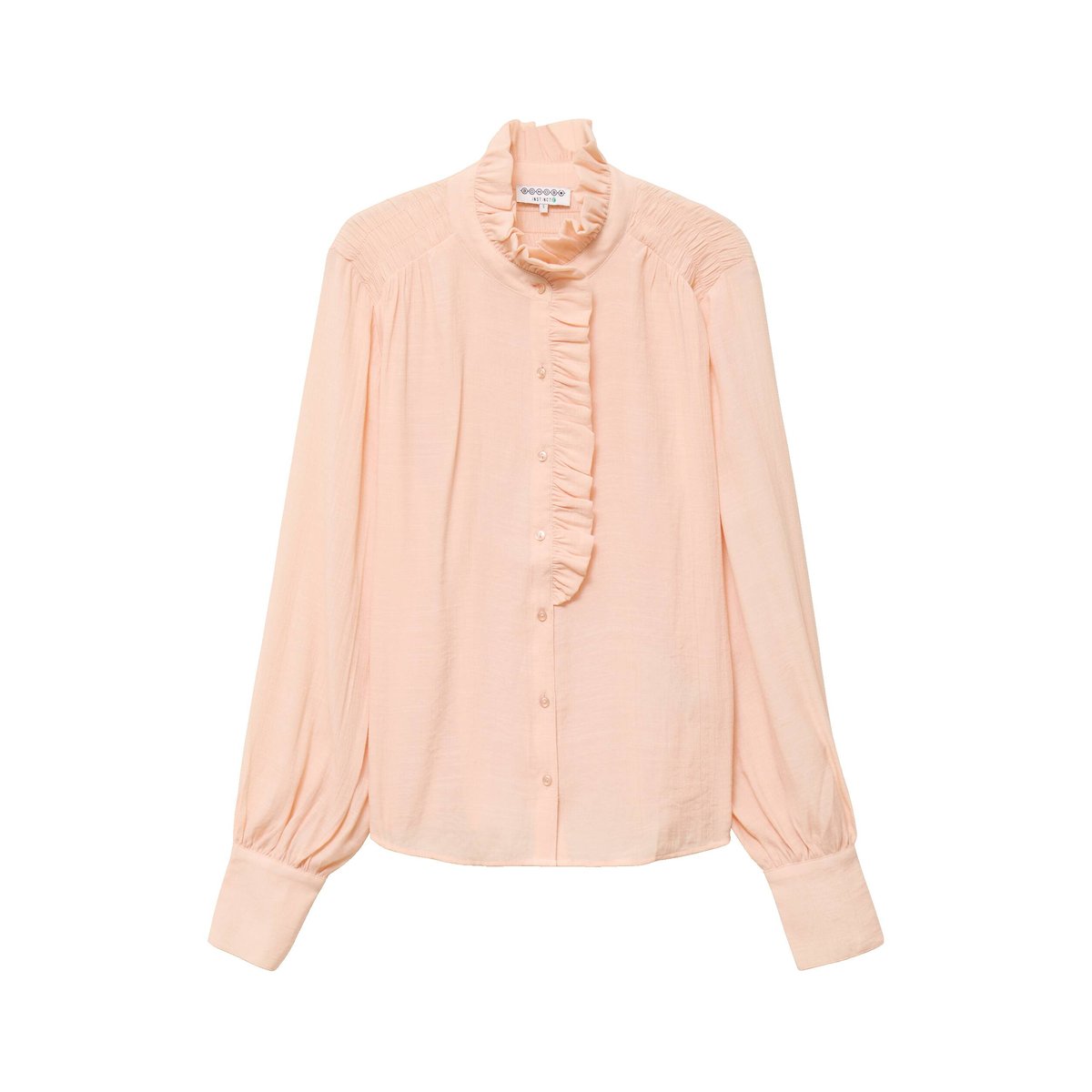 Chemise manches longues col montant rose champagne, BONOBO