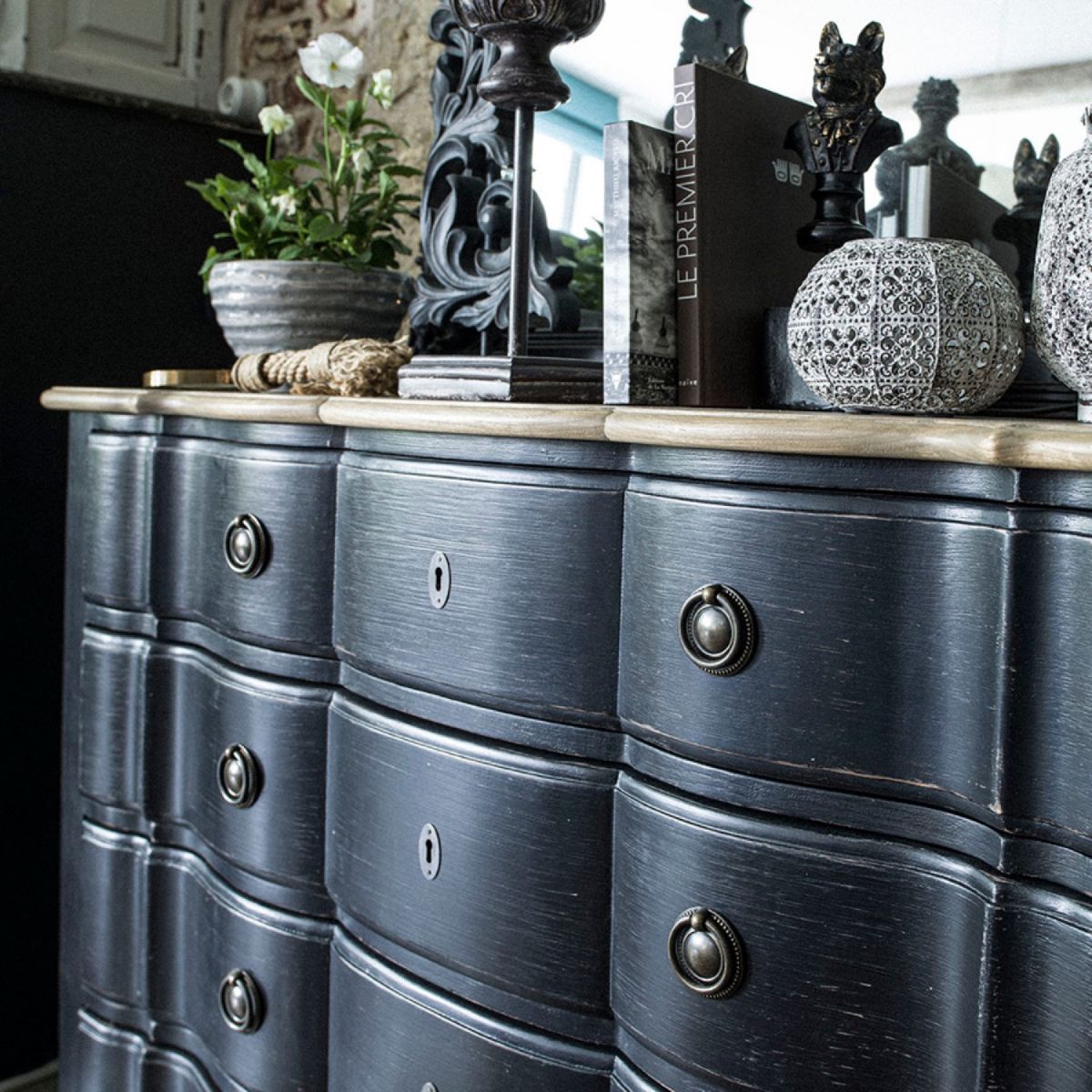 Commode 4 tiroirs - MANOIR noir, INTERIOR'S