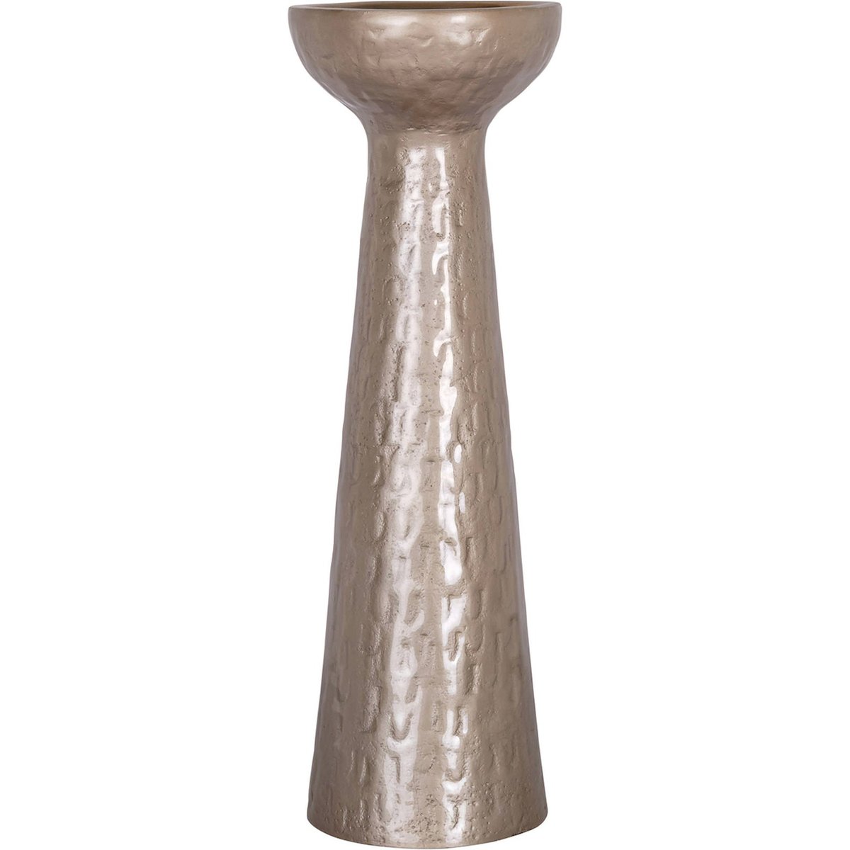Photophore rond en aluminium beige doux finition satinée, RECOLLECTION