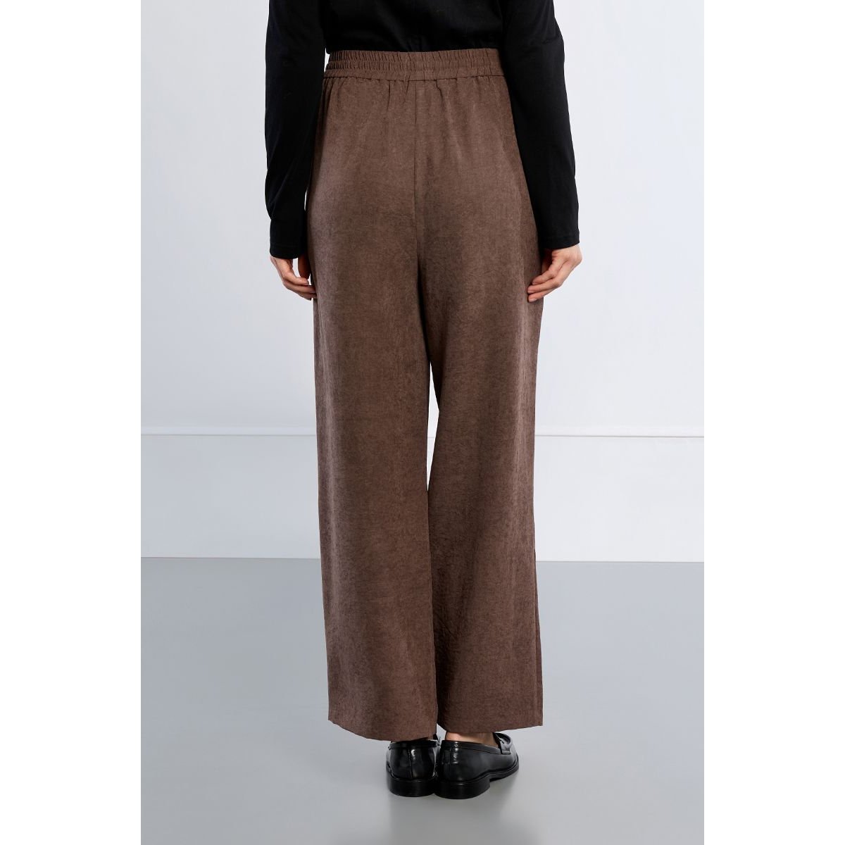 Pantalon large, taille haute chocolate, LILI SIDONIO