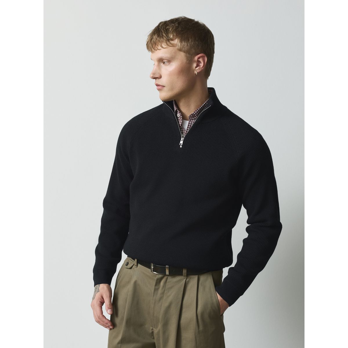 Pull essential texturé à col zippé, lot de 2 noir/gris, NEXT