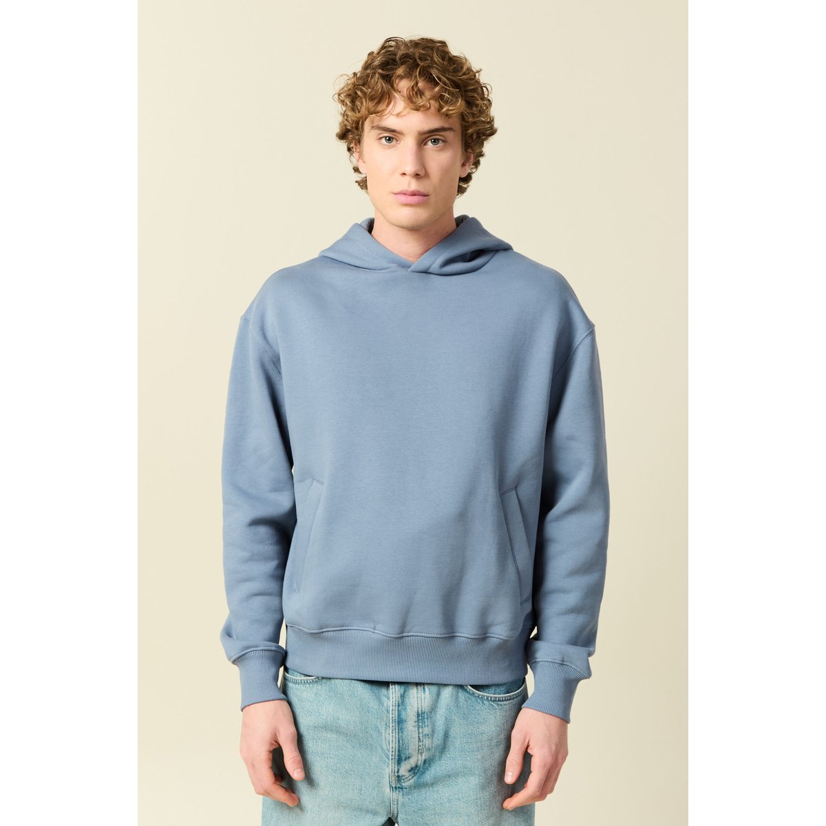 Sweat à capuche manches longues bleu gris, BONOBO