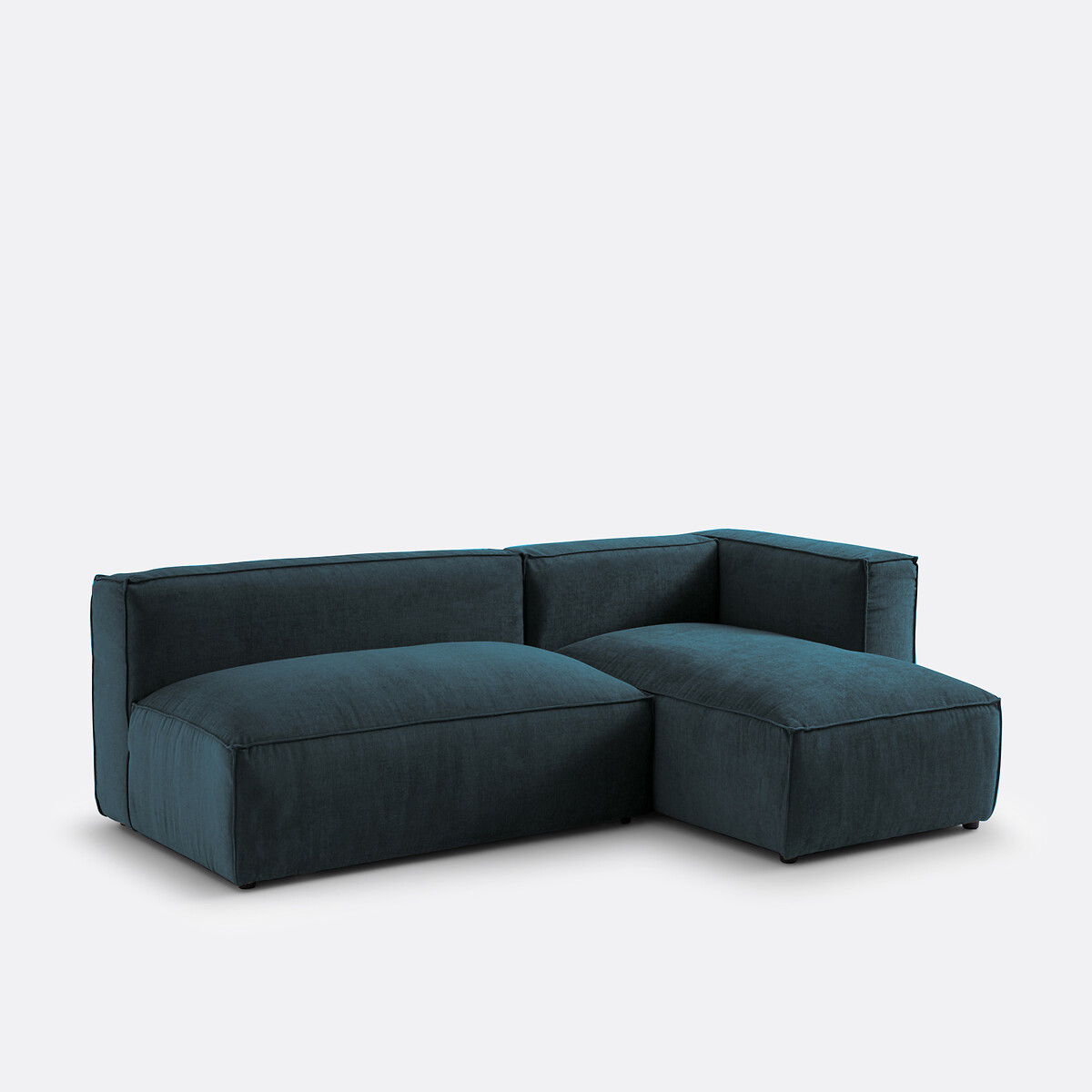 Elément banquette pour canapé modulable, 2 places, en velours texturé, SEVEN bleu de prusse, LA REDOUTE INTERIEURS