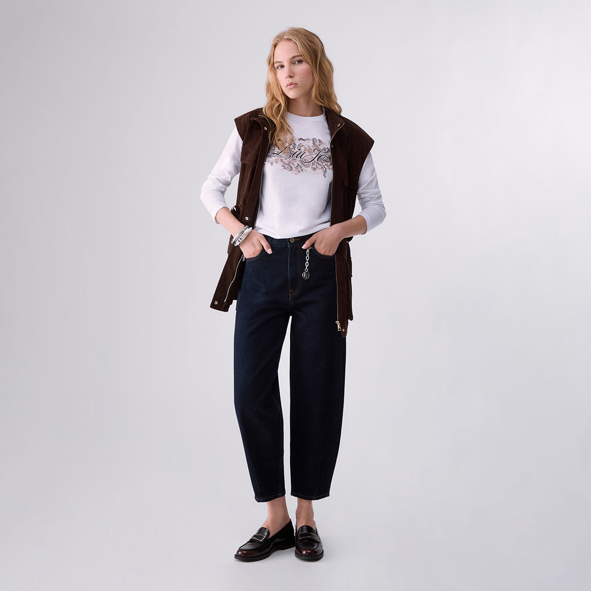 Jean boyfriend taille haute délavage normal, LIU JO