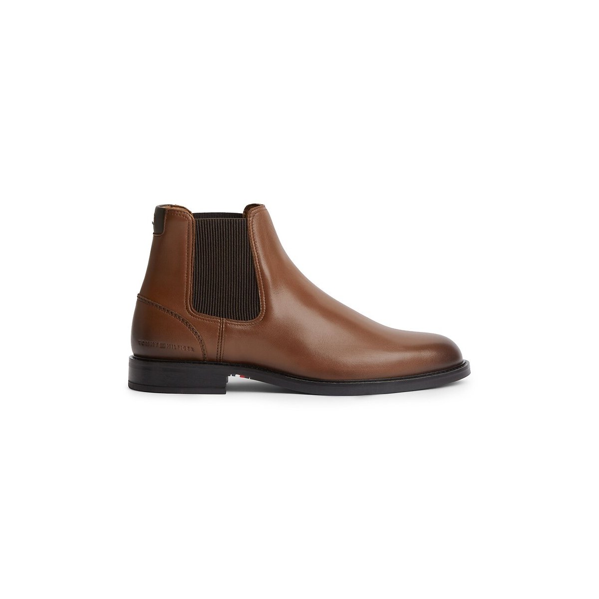 Bottines chelsea en cuir cognac, TOMMY HILFIGER