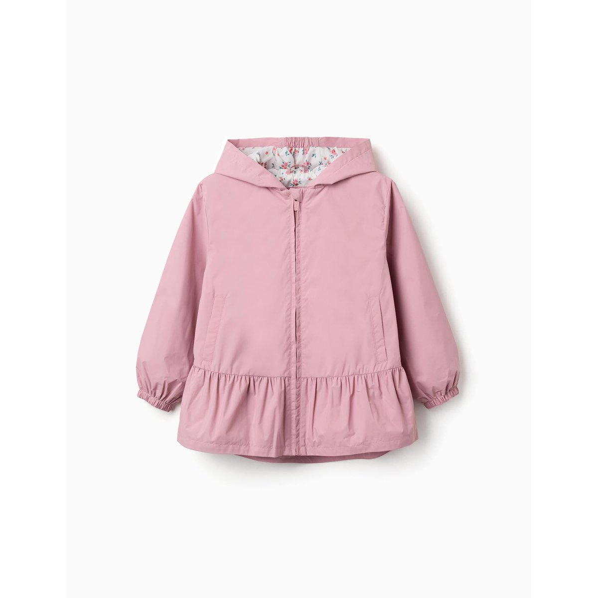 Coupe-vent avec capuche et ourlet à volants rose clair, ZIPPY