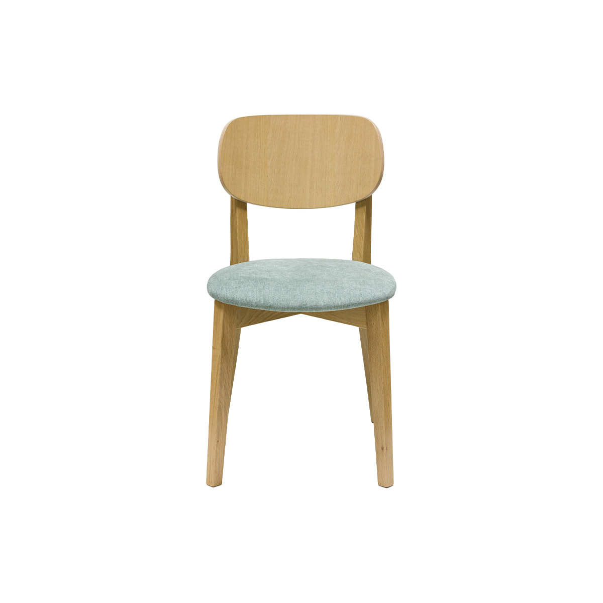 Chaises vintage en bois clair chêne et tissu effet velours vert céladon (lot de 2) LUCIA vert lagon, MILIBOO