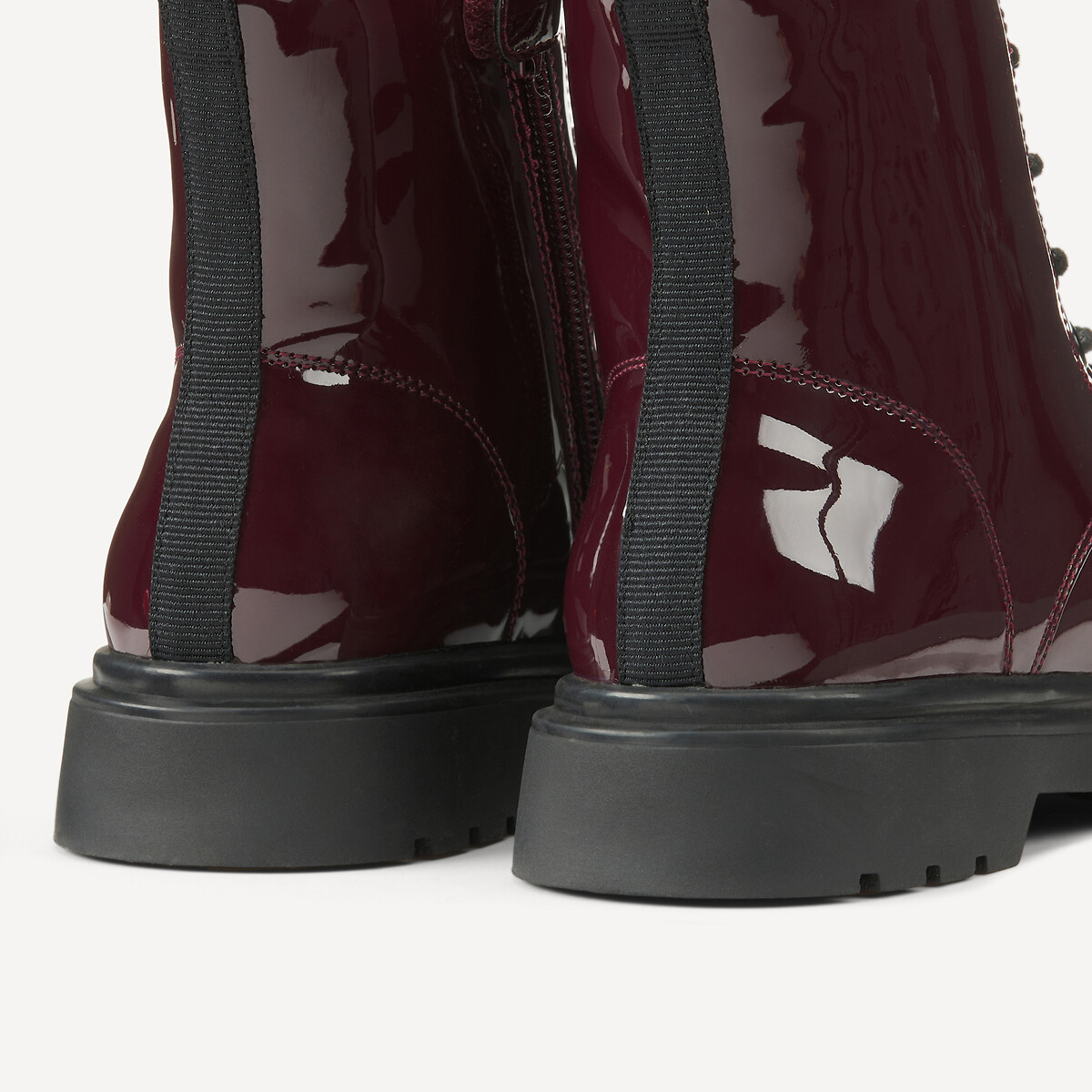 Botas com atacadores em verniz bordeaux, LA REDOUTE COLLECTIONS