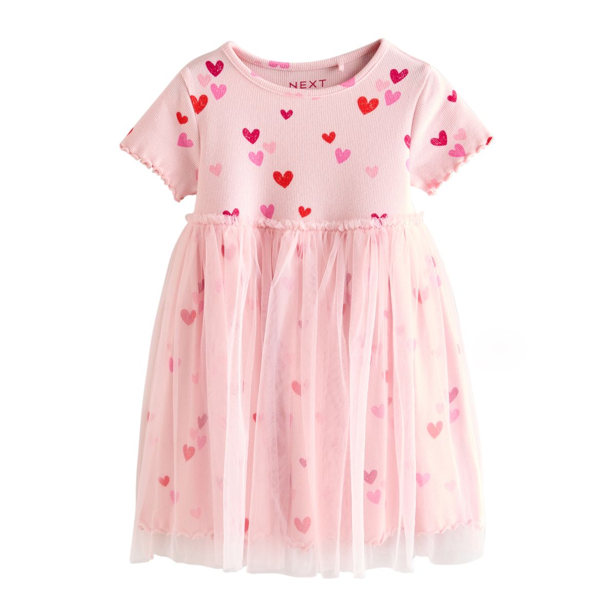 Robe avec jupe en tulle rose motif cœurs, NEXT