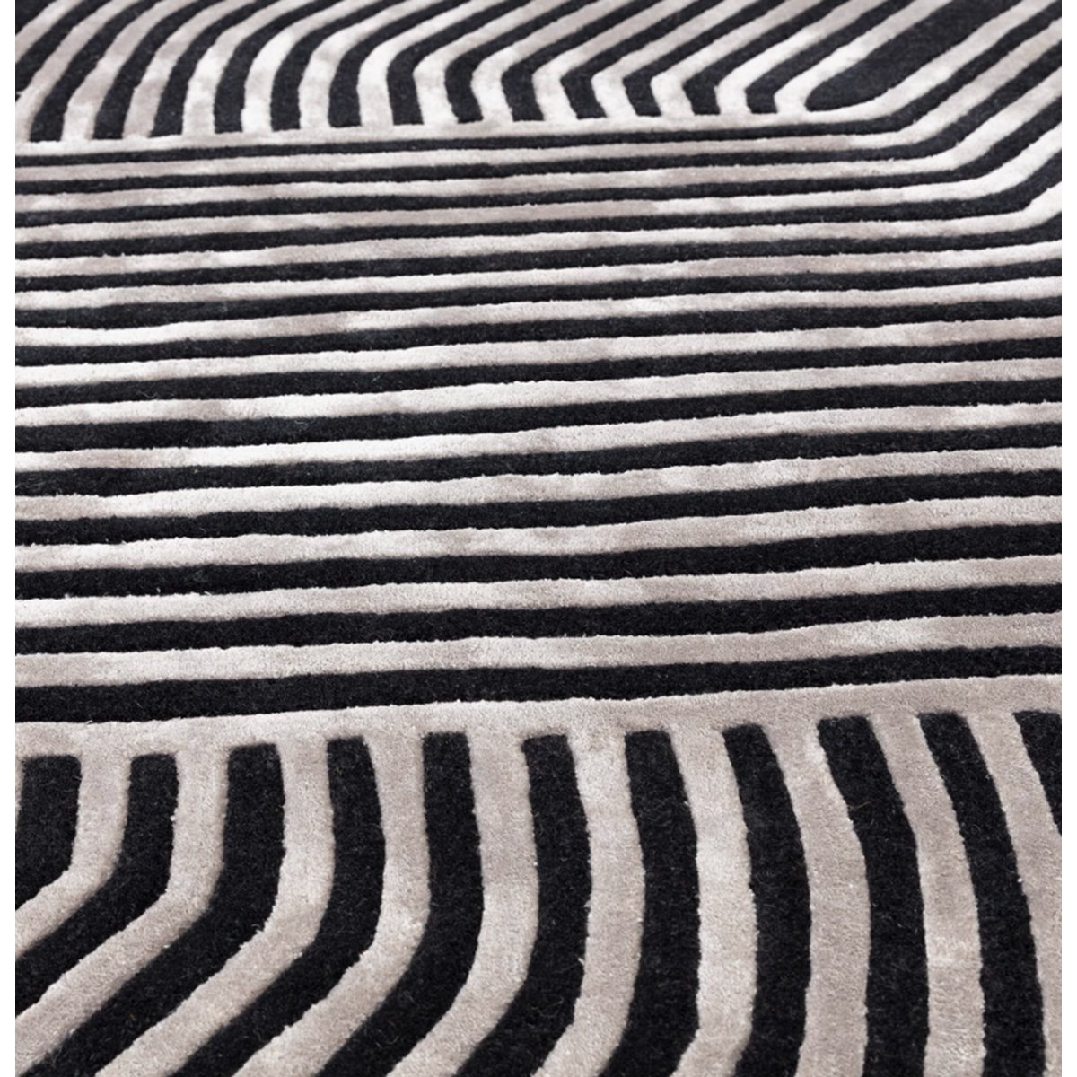 Tapis moderne tufté main en laine ACME noir, NOVATREND