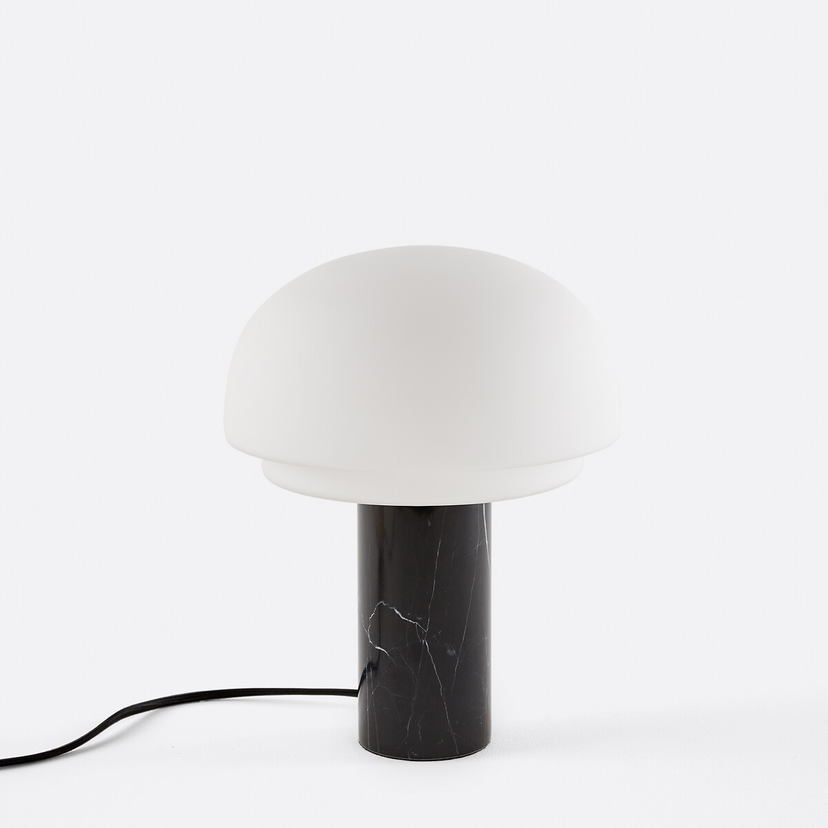 Lámpara de mesa, vidrio opalino y mármol, altura 27 cm, AGATHILDA negro, LA REDOUTE INTERIEURS