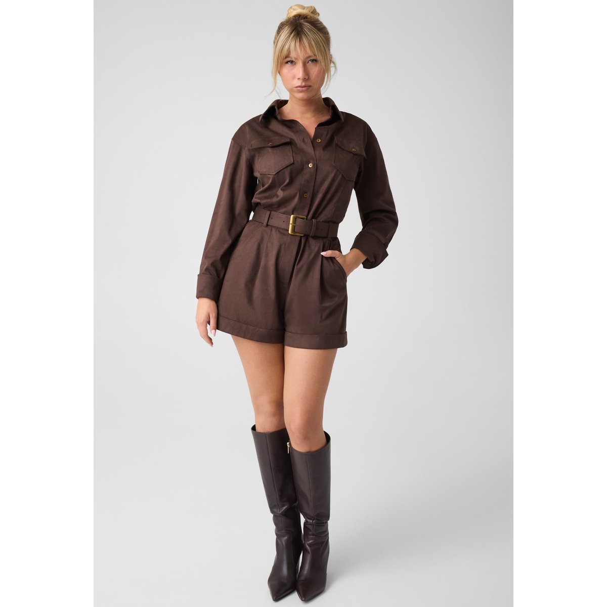 Combinaison Courte Ceinturée marron, GUESS