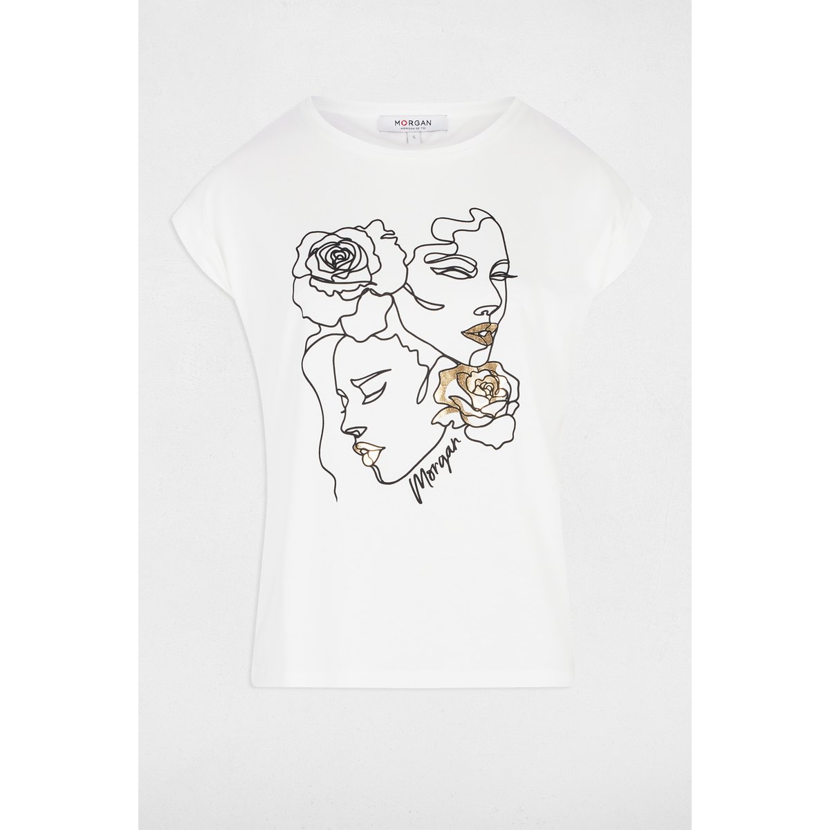 T-shirt à inscription blanc, MORGAN