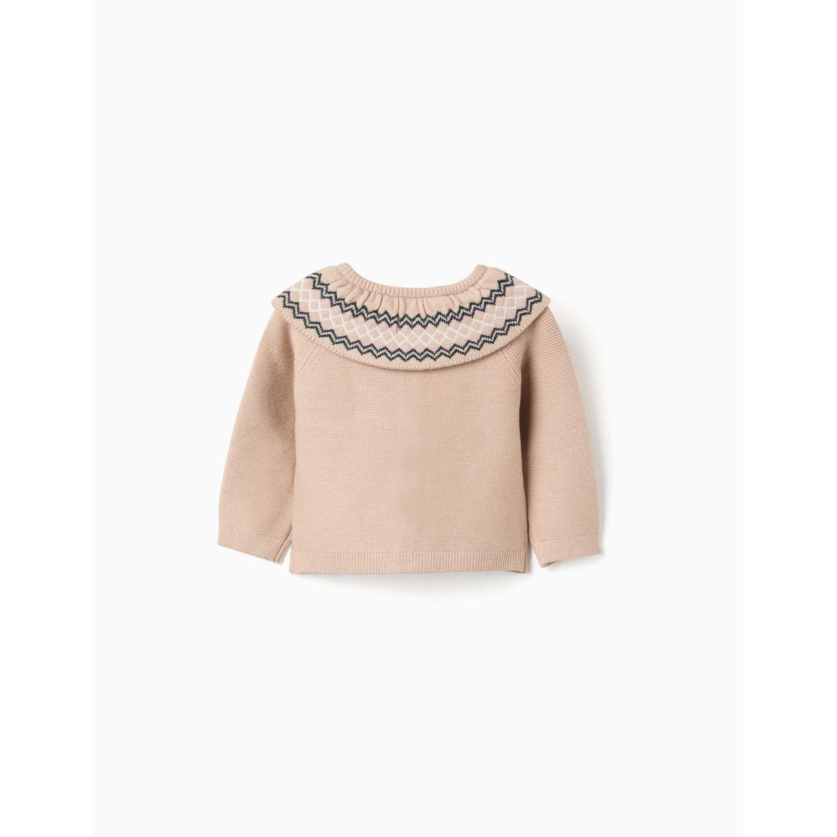 Gilet en maille avec col jacquard beige clair, ZIPPY