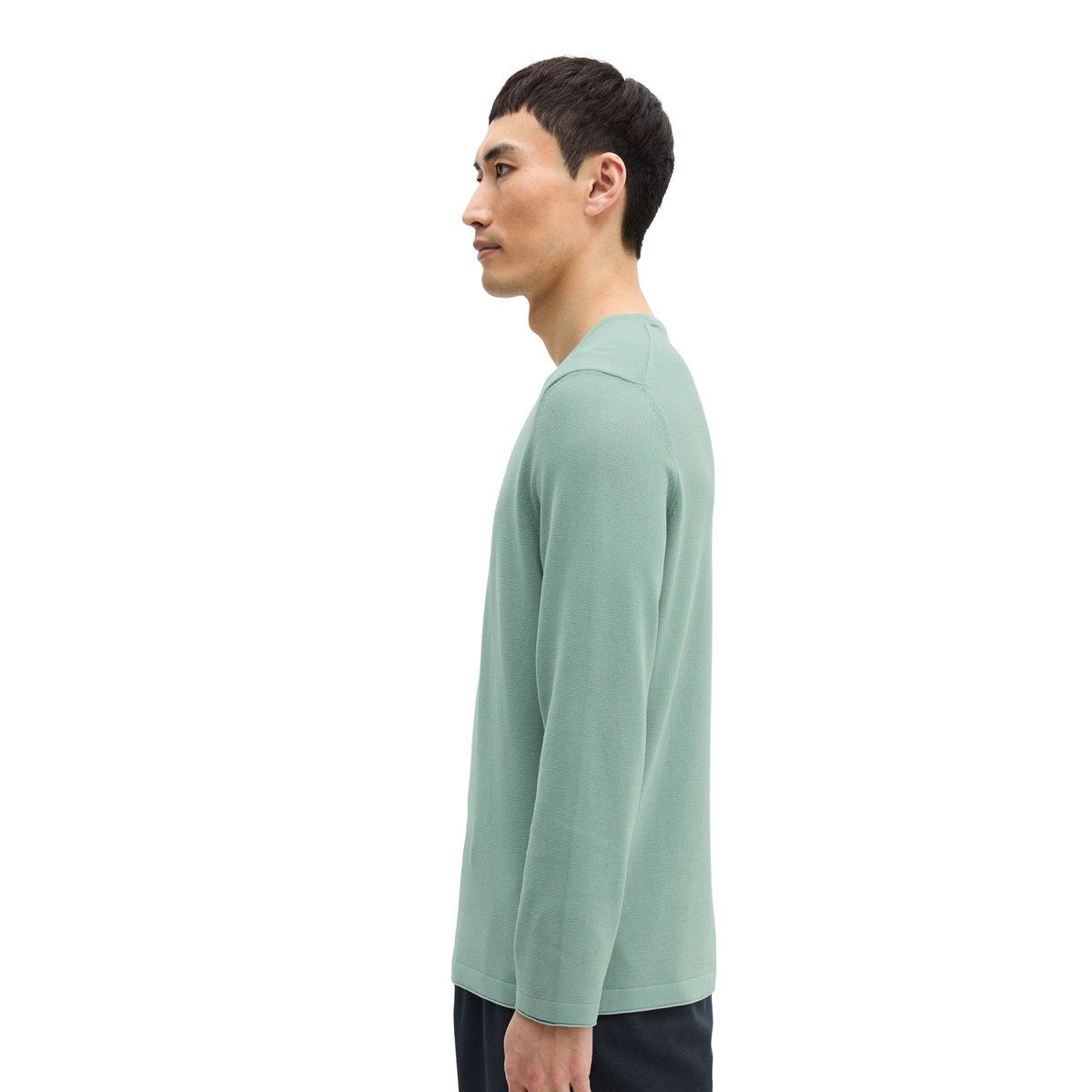 Pull-over en maille fine regular en coton biologique certifié vert clair, MARC O'POLO