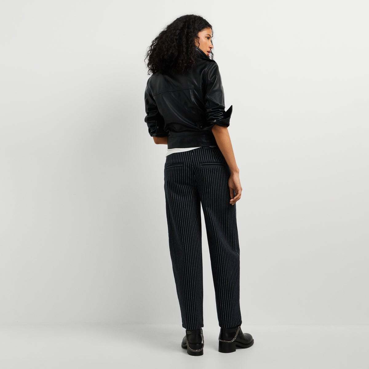 Pantalon Droit À Rayures Diplomatiques noir, PEPE JEANS