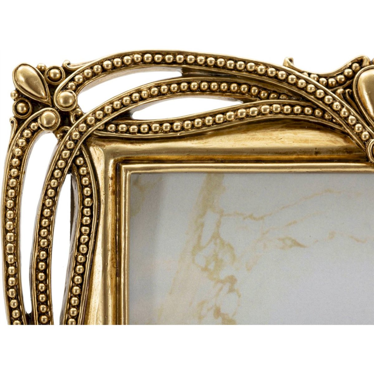 Cadre photo bord tressé sous verre GLAM doré, RECOLLECTION