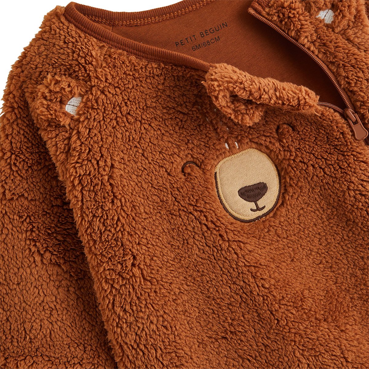 Surpyjama bébé en sherpa Moka marron, PETIT BEGUIN