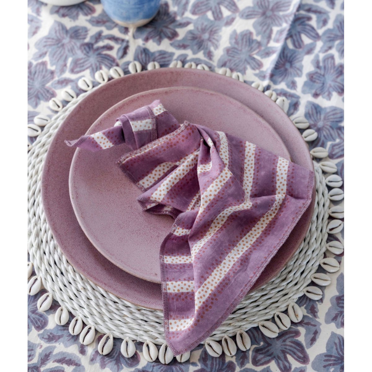 Serviette de table imprimée Bala violet sureau, BINDI ATELIER