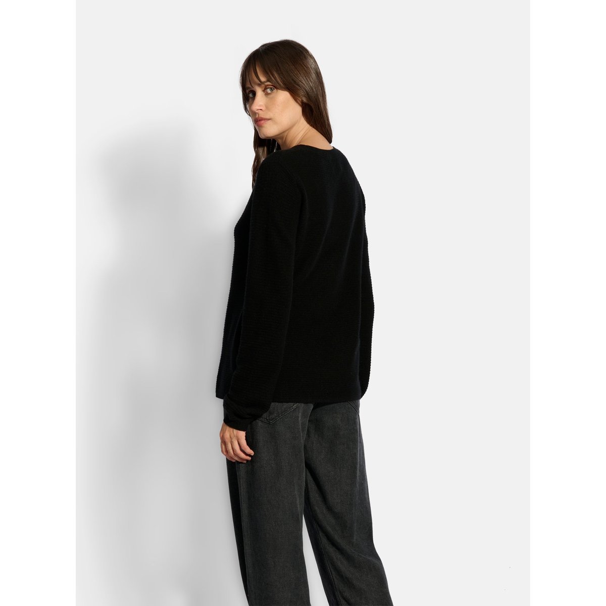 Pull Col Bateau Noir Nethy noir, JUST CASHMERE