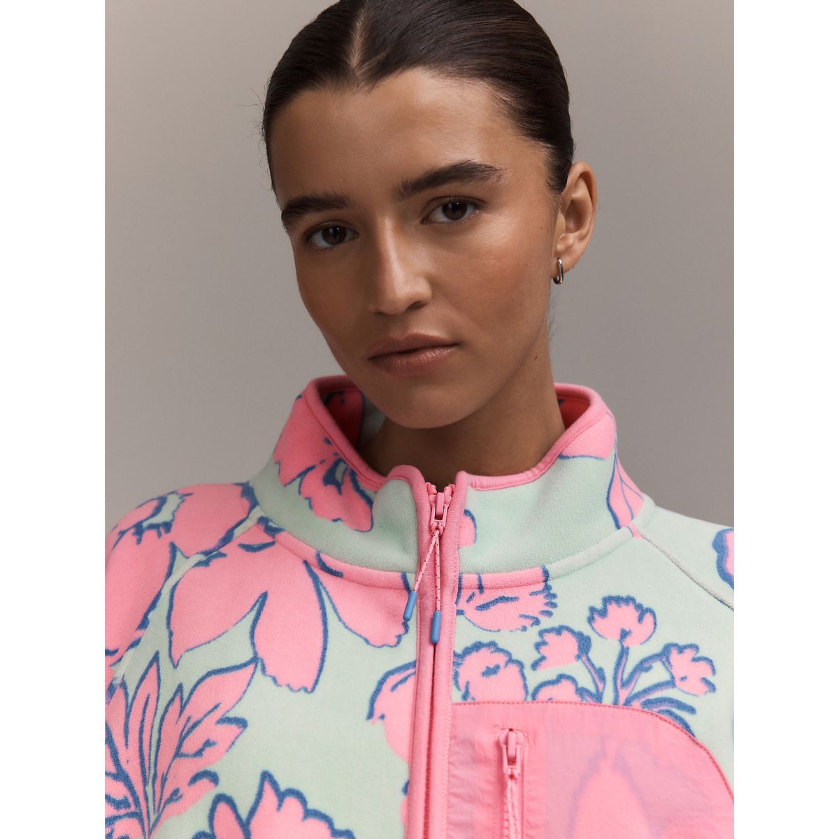 Polaire de sport zippée active imprimé fleuri, NEXT