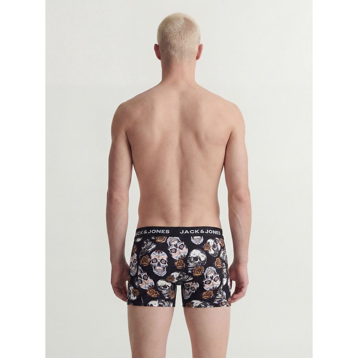 Lote de 3 calções boxer 1 liso + 2 estampados preto + preto + azul-marinho, JACK & JONES