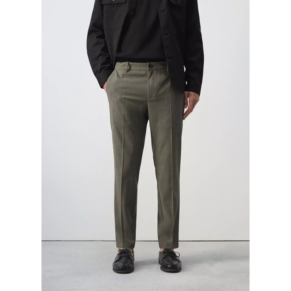 Pantalon slim-fit cropped olive, MANGO MAN