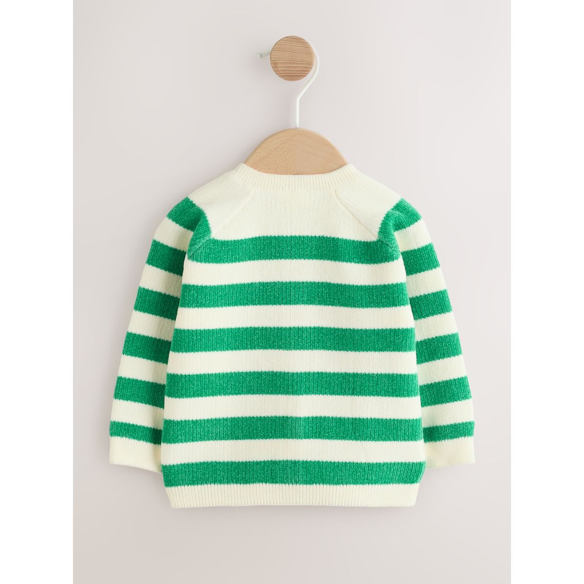 Cardigan rayé en maille chenille bébé vert, NEXT