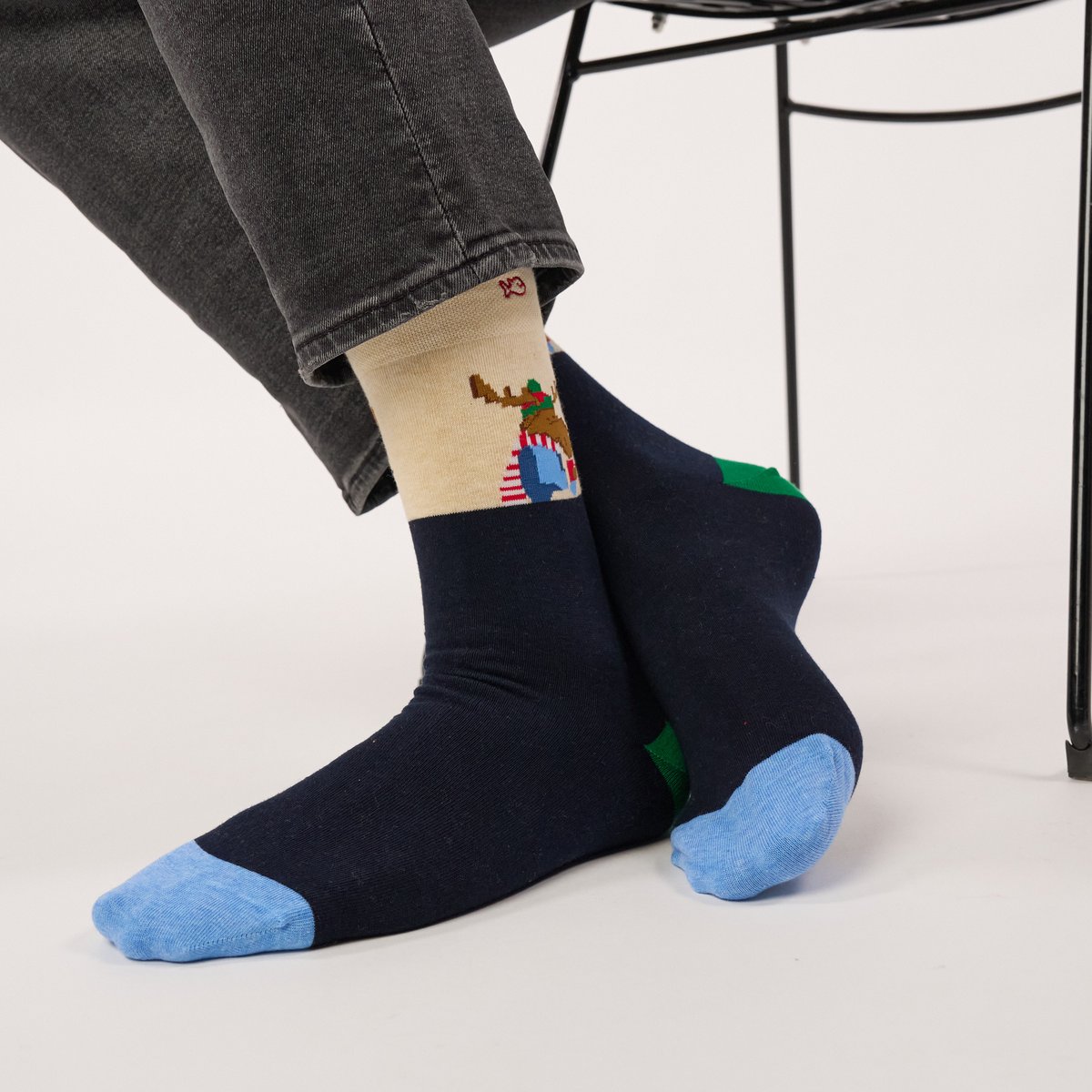 Chaussettes en coton peigné A MOTIFS bleu foncé, BILLYBELT