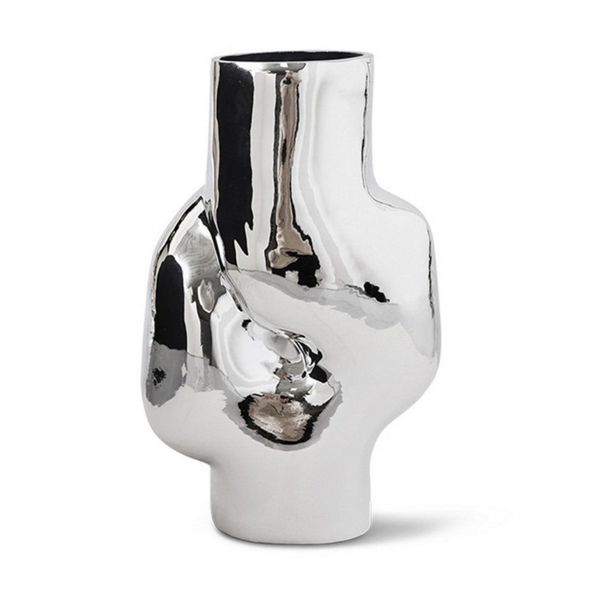Vase design organique verre Gleam chromé, HKLIVING